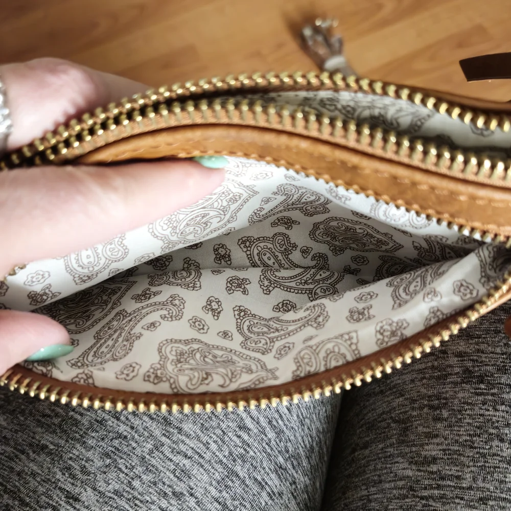 Shiraleah Tan Leather Wristlet and Crossbody with Zipper NEW